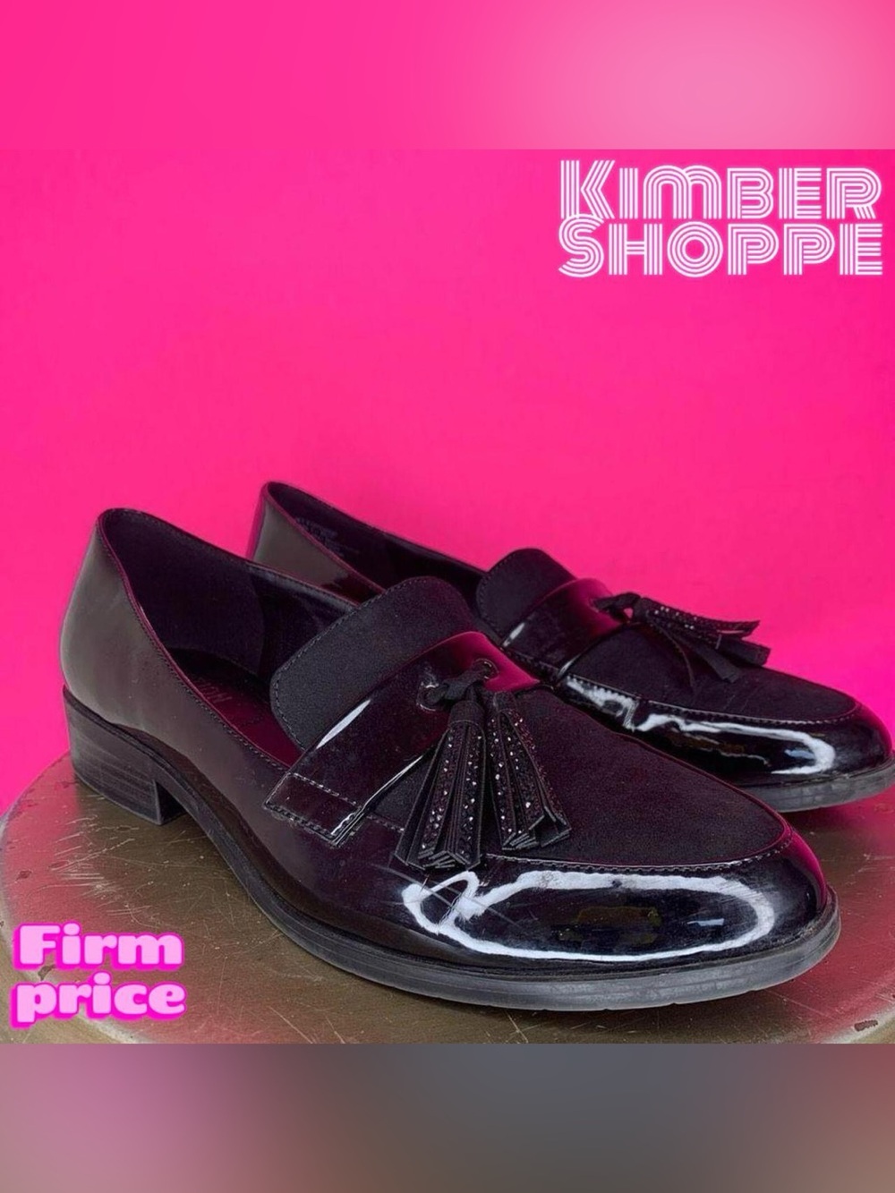 Kenneth Cole Reaction Jet Forward Black Faux Leather Tassel Loafer US 7.5 UK 5.5